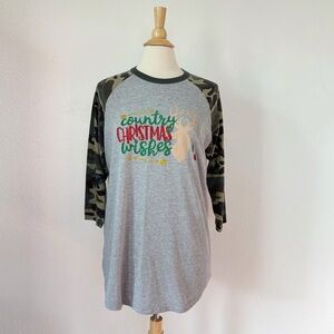 Country Christmas Wishes Raglan Tee
